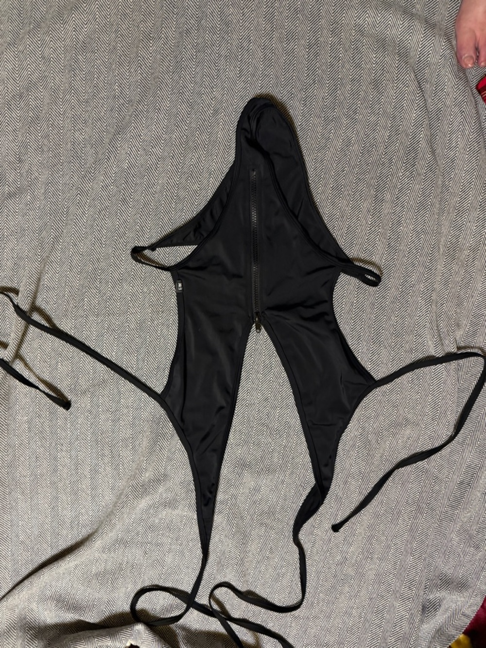 Black Women's One-Piece Swimsuit with Front Zipper